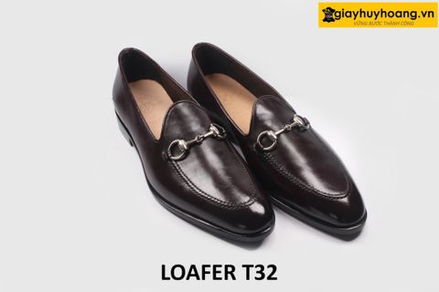  [Size 42] Giày lười nam có khóa horesit màu nâu Loafer T32 