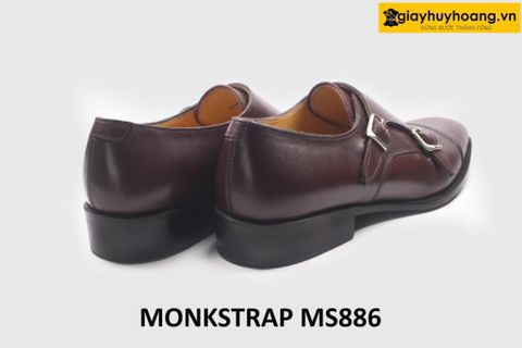  [Size 38] Giày da nam màu nâu 2 khóa Monkstrap MS886 