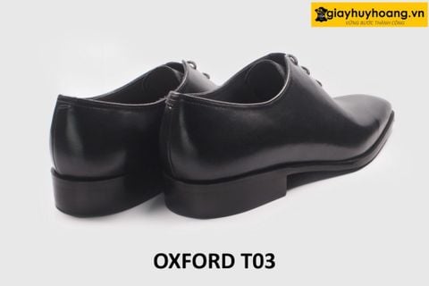  [Size 38+41+42] Giày da nam trơn đẹp miếng liền Oxford T03 