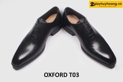  [Size 38+41+42] Giày da nam trơn đẹp miếng liền Oxford T03 