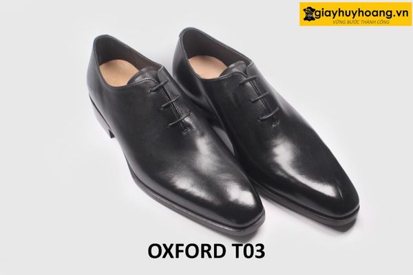 [Size 38+41+42] Giày da nam trơn đẹp miếng liền Oxford T03 