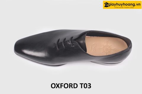  [Size 38+41+42] Giày da nam trơn đẹp miếng liền Oxford T03 