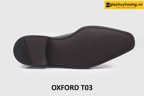  [Size 38+41+42] Giày da nam trơn đẹp miếng liền Oxford T03 