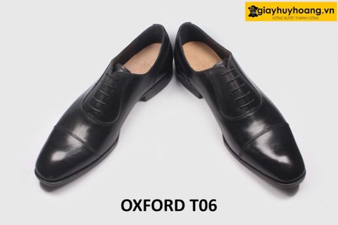  [Size 44] Giày da nam đẹp trẻ trung màu đen Oxford T06 
