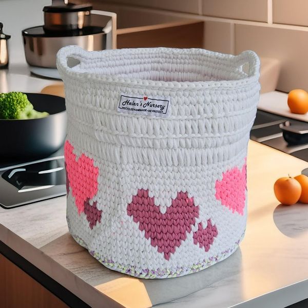  Giỏ Móc Len Hình Tròn Có Tay Cầm 