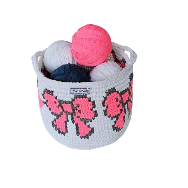  Giỏ Móc Len Hình Tròn Có Tay Cầm 