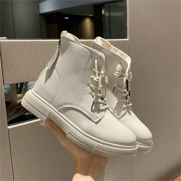  Giày Boot Nữ MWC - 9112 Boot Nữ Phối Dây Kéo Đế Cao Thoáng Khí Phong Cách Cá Tính 