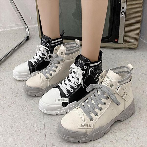  Giày thể thao nữ MWC - 0556 Giày Thể Thao Cổ Cao Đế Độn Kiểu Dáng Cá Tính Thời Trang 