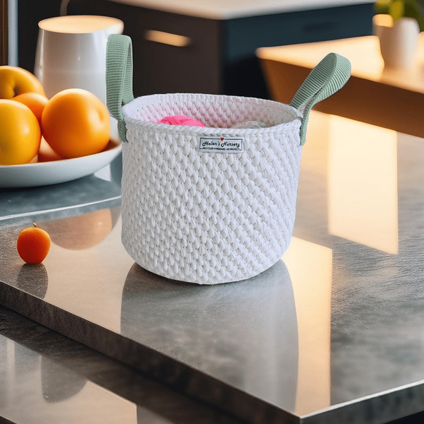  Giỏ Móc Len Hình Tròn Có Tay Cầm 