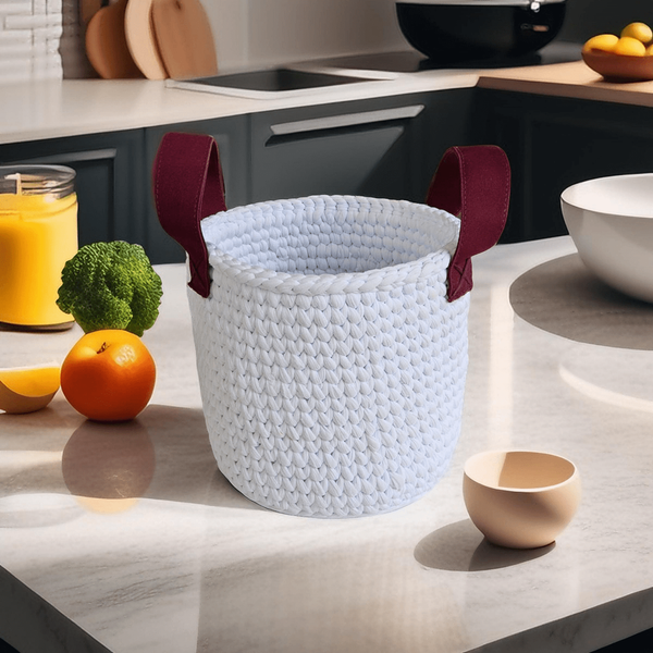  Giỏ Móc Len Hình Tròn Có Tay Cầm 