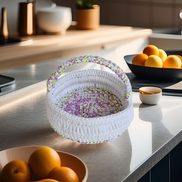  Giỏ Móc Len Hình Tròn Có Tay Cầm 