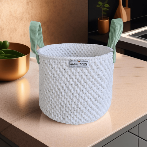  Giỏ Móc Len Hình Tròn Có Tay Cầm 