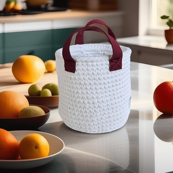  Giỏ Móc Len Hình Tròn Có Tay Cầm 