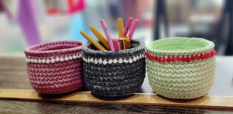  Giỏ Móc Len Hình Tròn 