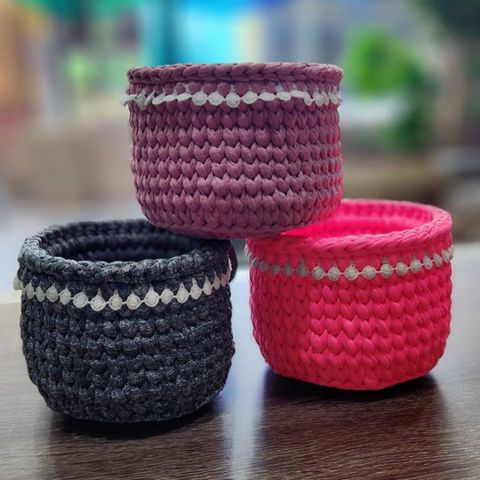  Giỏ Móc Len Hình Tròn 