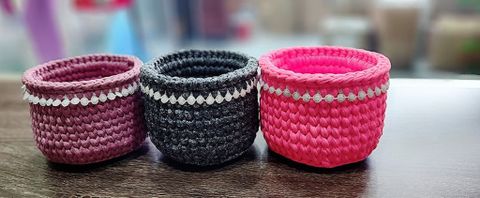  Giỏ Móc Len Hình Tròn 