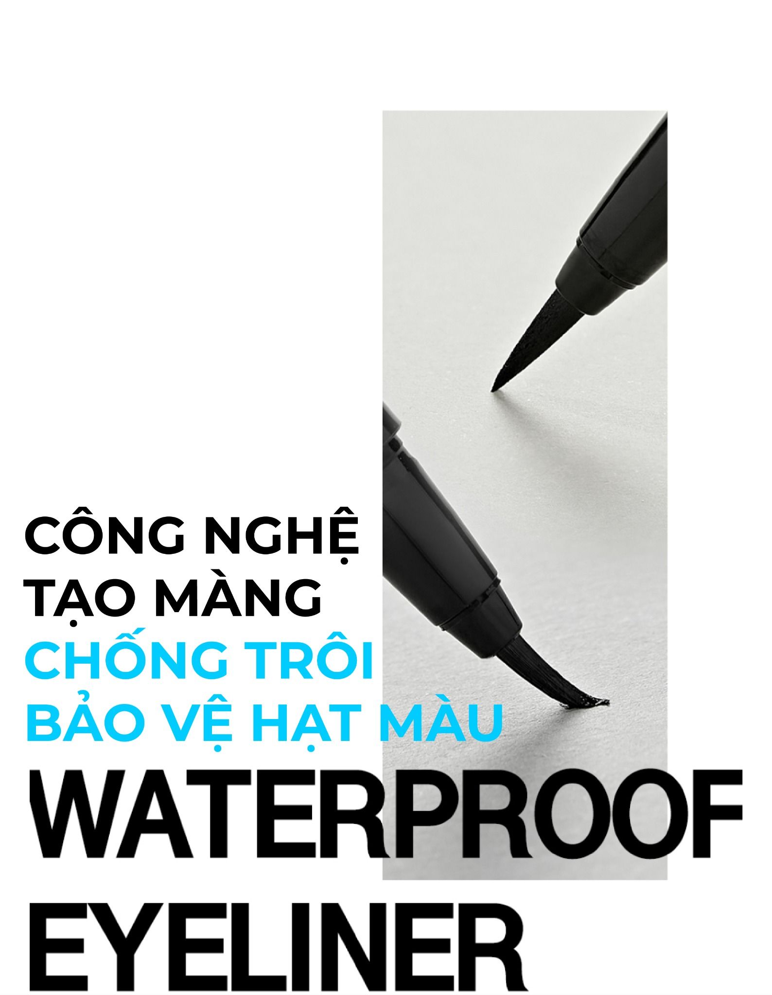 Bút dạ kẻ mắt Karadium Waterproof Eyeliner Pen Black vỏ đen nét đậm