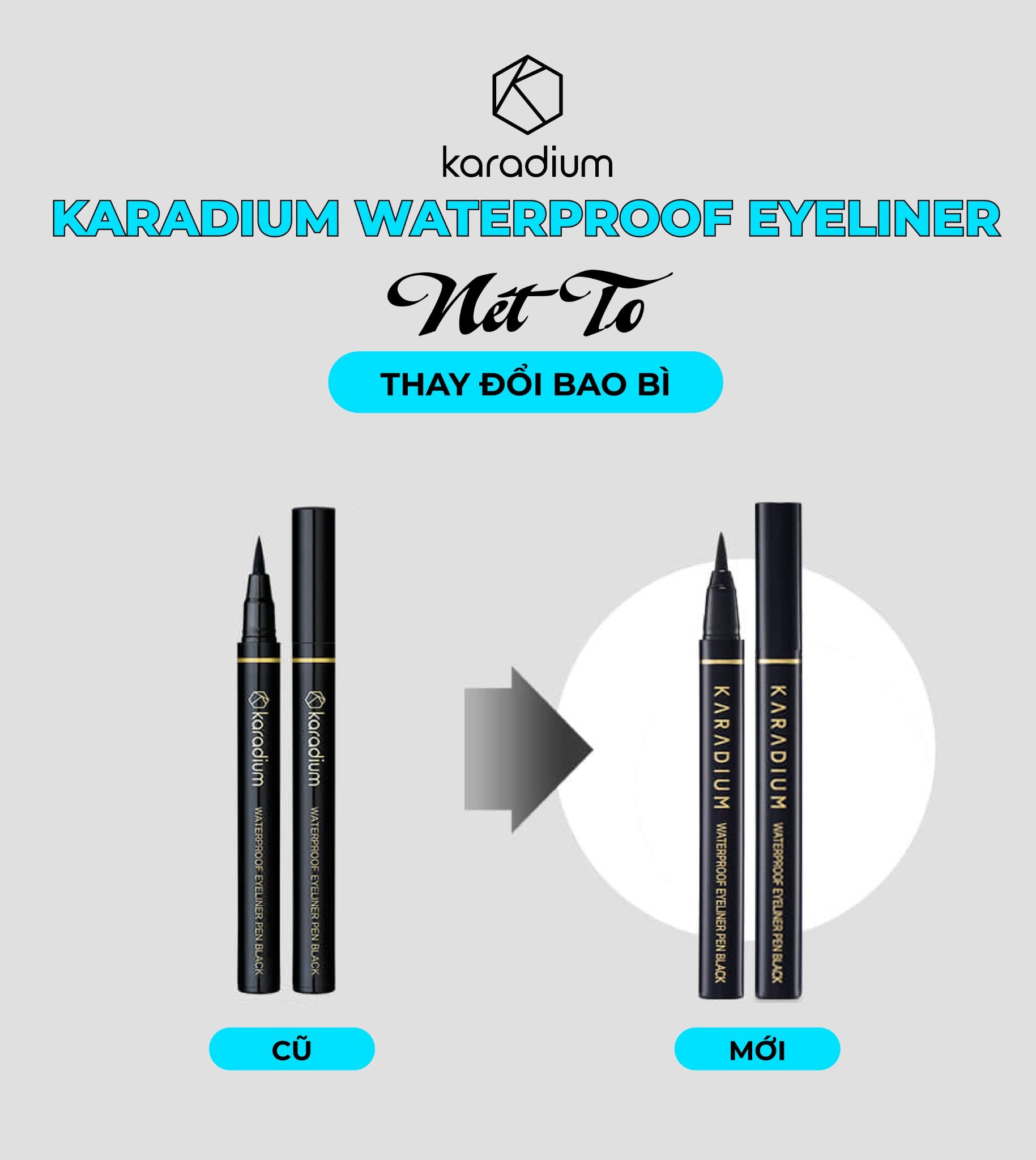 Bút dạ kẻ mắt Karadium Waterproof Eyeliner Pen Black vỏ đen nét đậm
