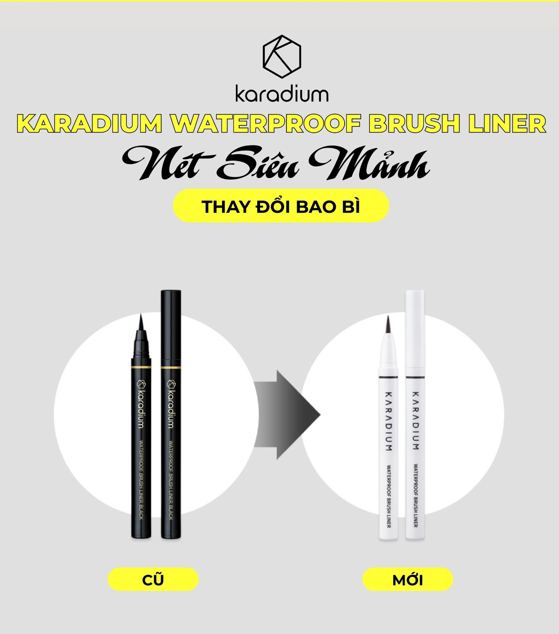 Bút dạ kẻ mắt Karadium Waterproof Brush Liner vỏ trắng siêu mảnh