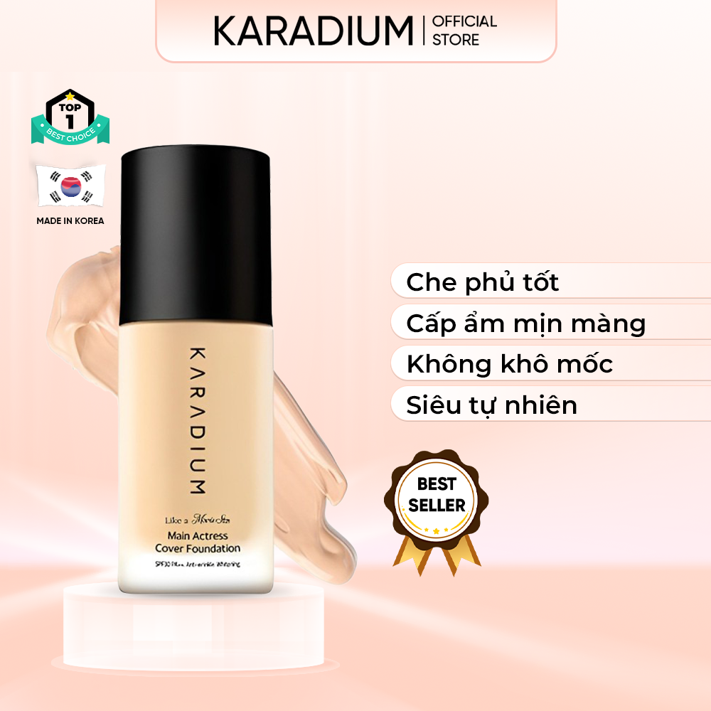 Kem nền Karadium Main Actress Cover Foundation 30ml SPF30 PA +++ dạng lọ siêu mịn, che phủ tốt