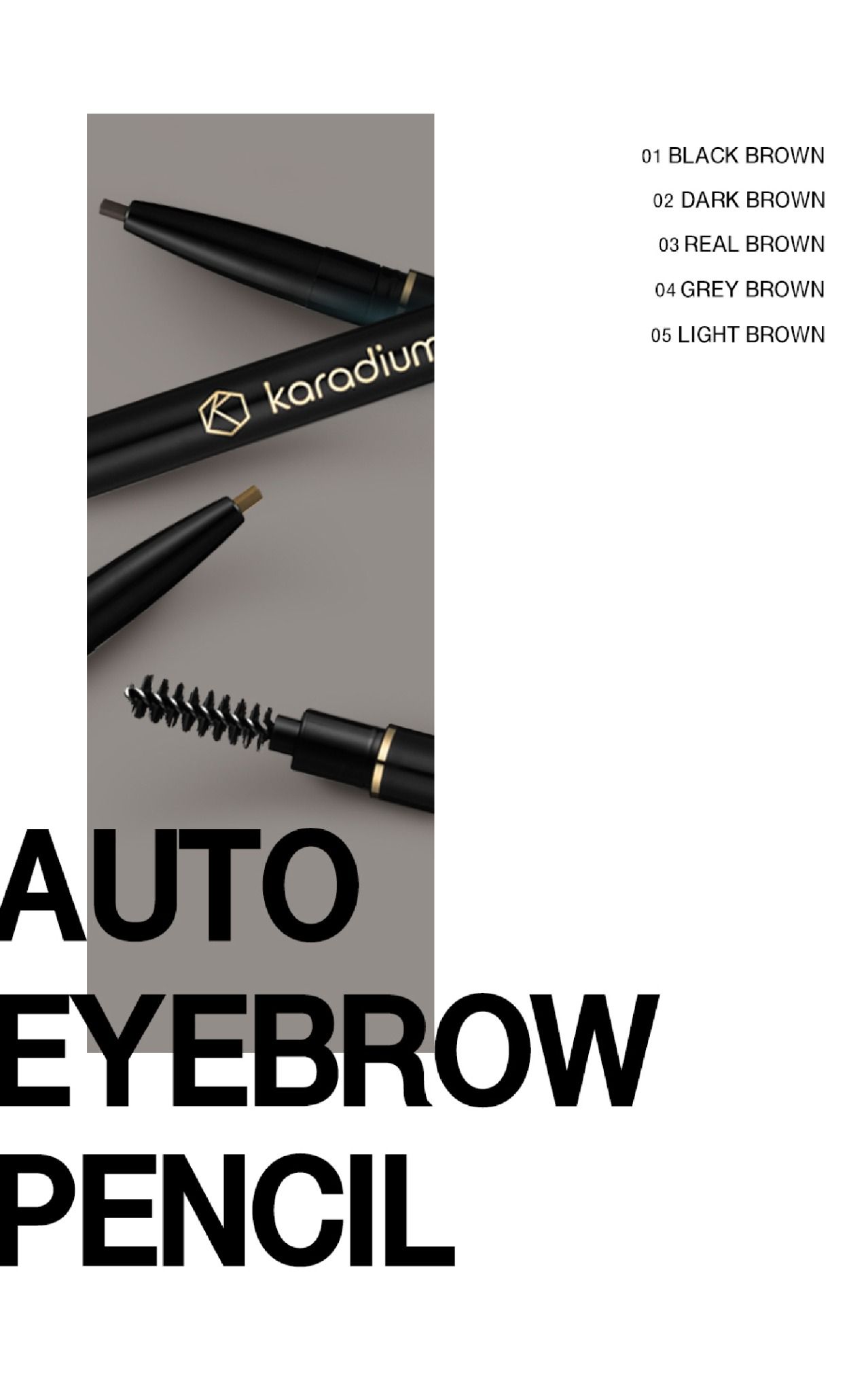 Chì Kẻ Mày Karadium Auto Eyebrow Pencil chống nước lâu trôi dạng vặn hai đầu
