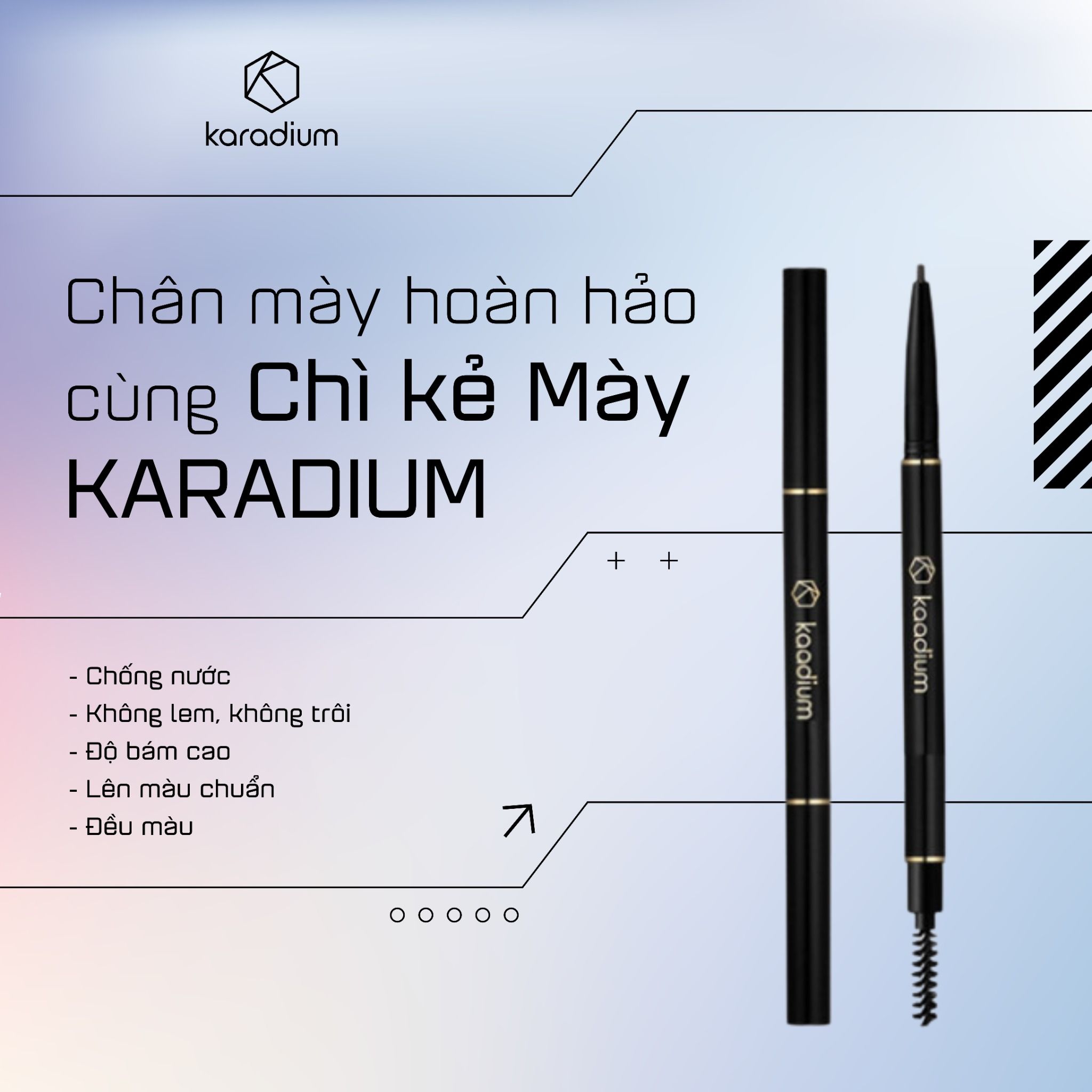 Chì Kẻ Mày Karadium Auto Eyebrow Pencil chống nước lâu trôi dạng vặn hai đầu