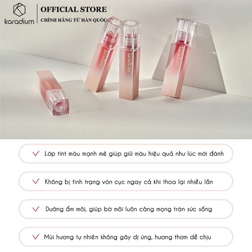 Son Kem Bóng Karadium Glassy Fitting Tint Dưỡng Ẩm Môi
