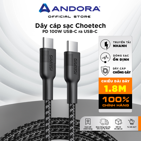 Dây cáp CHOETECH USB-C ra USB-C PD 100W 2m - XCC-1027