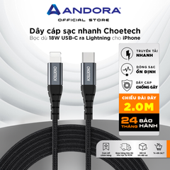 Dây cáp CHOETECH MFi USB-C ra Lightning 2m - IP0041