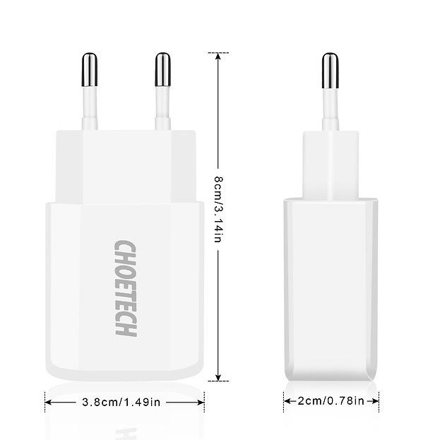 Cốc sạc CHOETECH 2 cổng sạc USB-A 10W - C0030EU