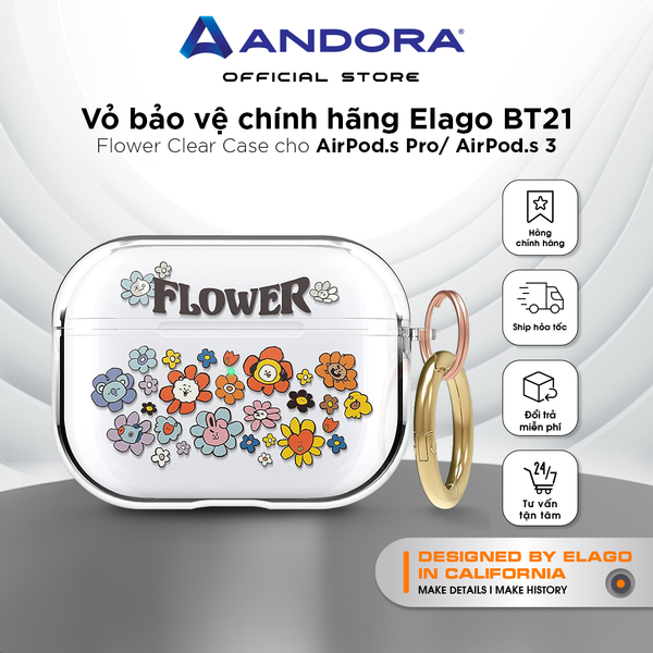 Vỏ bảo vệ elago|BT21 Flower Clear cho AirPods Pro