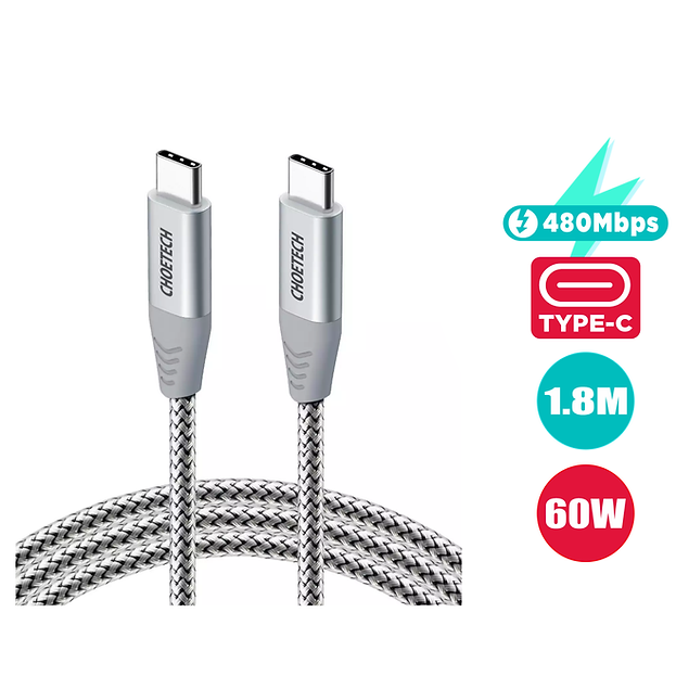 Dây cáp CHOETECH USB-C ra USB-C 1.8m - CC0005