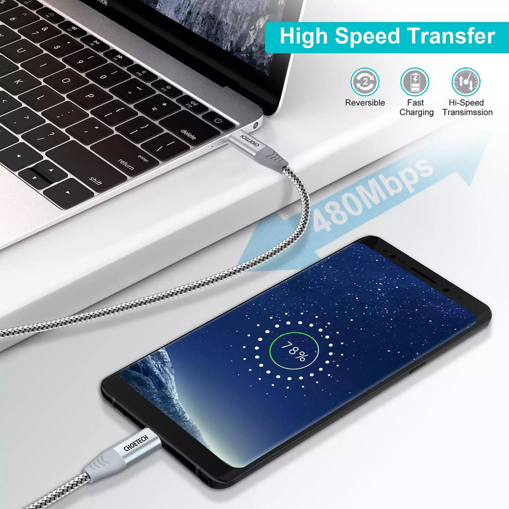 Dây cáp CHOETECH USB-C ra USB-C 1.8m - CC0005