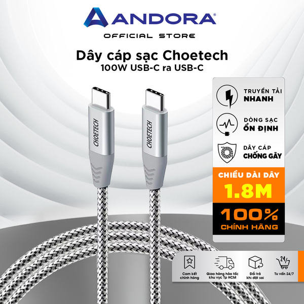 Dây cáp CHOETECH USB-C ra USB-C 1.8m - CC0005