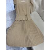  Váy dập ly hai lớp dáng peplum màu nude ánh cam cao cấp sang trọng thương hiệu Mozlla mã MLV 012PC 