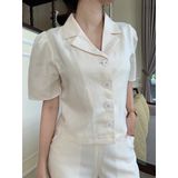  Set linen cổ vest sang trọng dáng ngắn MOZLLA mã MLB02CV 