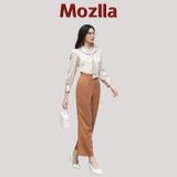  Áo sơ mi nữ thiết kế cổ nơ tay dài măng séc MOZLLA mã MLA 0223 
