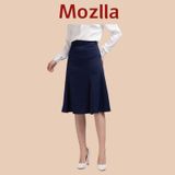  Chân váy dáng A đuôi cá hai lớp màu xanh than thanh lịch thương hiệu Mozlla mã MLJ 02AN 