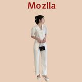  Set linen cổ vest sang trọng dáng ngắn MOZLLA mã MLB02CV 