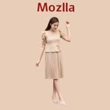  Váy dập ly hai lớp dáng peplum màu nude ánh cam cao cấp sang trọng thương hiệu Mozlla mã MLV 012PC 
