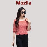  Áo sơ mi nữ cổ vuông thiết kế MOZLLA vải thô mềm mát MLA 0123 