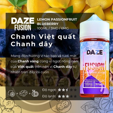  DAZE FUSION - LEMON PASSIONFRUIT BLUEBERRY - Chanh Việt quất Chanh dây lạnh 