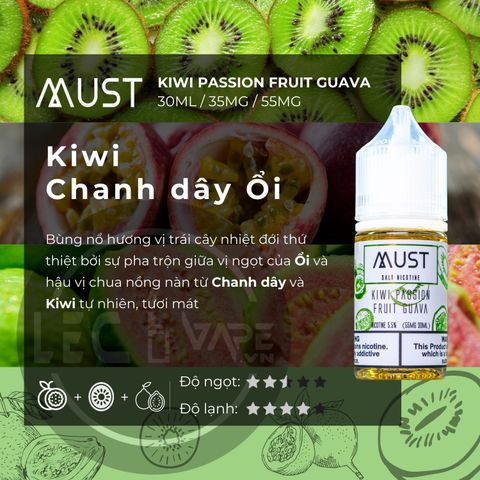  MUST Saltnic - KIWI PASSION FRUIT GUAVA - Kiwi Chanh dây Ổi lạnh 