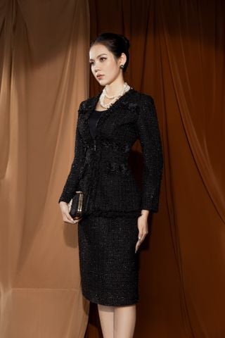 Chân váy bút chì dạ tweed