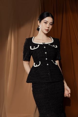 Áo peplum dạ len