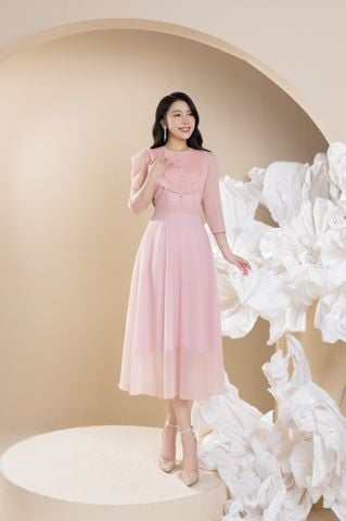 Đầm liền hồng Rosy