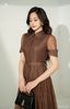 Đầm liền nâu Letizia tay ngắn new