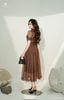 Đầm liền nâu Letizia tay ngắn new