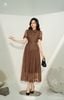Đầm liền nâu Letizia tay ngắn new