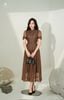 Đầm liền nâu Letizia tay ngắn new